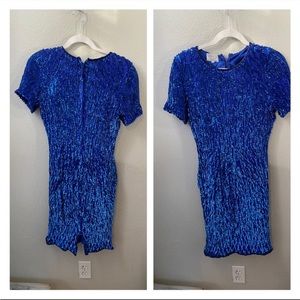 Vintage 1980s STENAY Blue Sequined Beaded Cocktail Party Evening Gown Size 10